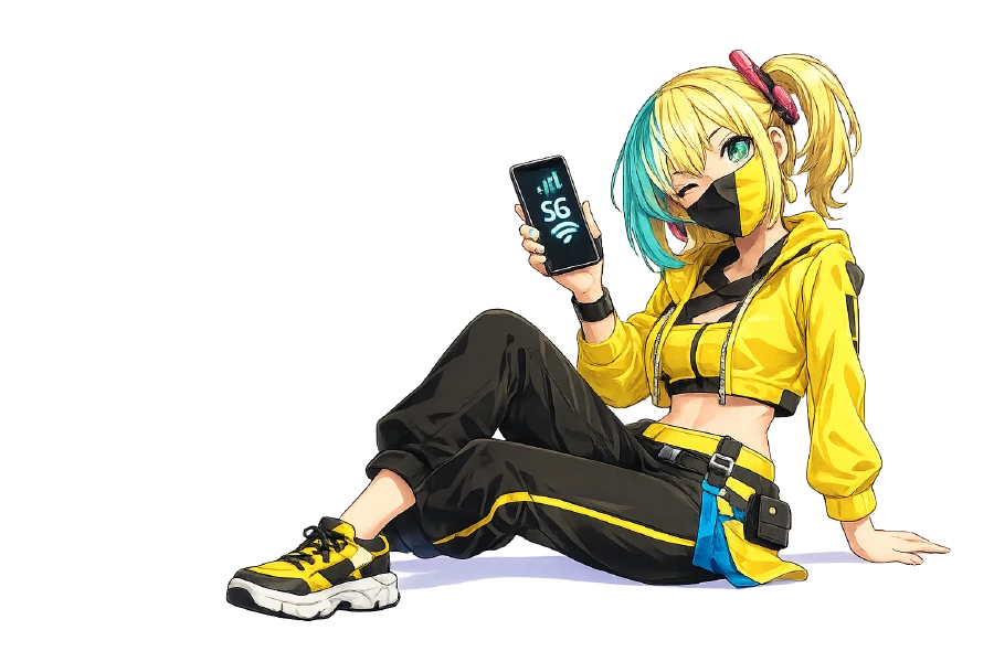 Anime-personage met smartphone – abonnement-gids